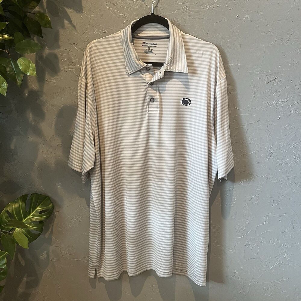 Champion Penn State Polo Shirt Mens XL Striped Nittany Lions Gameday Athletic